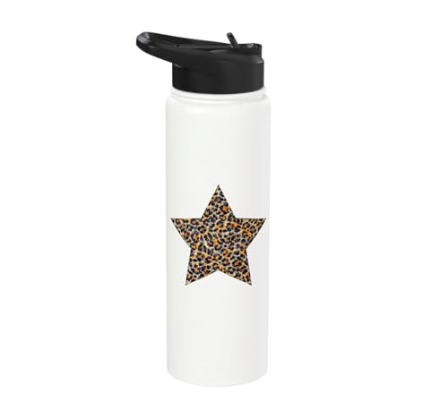 Star Shape Cute Cheetah Leopard Print Graphic Stainless Steel Insulated Water Bottle
