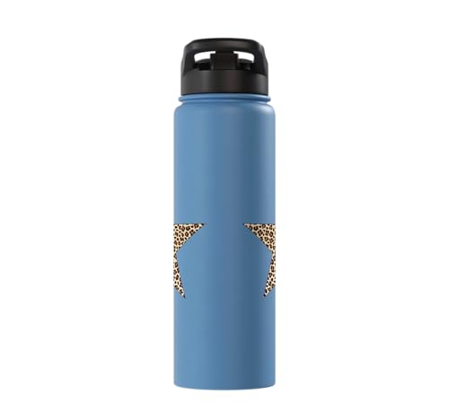 Star Shape Cute Cheetah Leopard Print Graphic Stainless Steel Insulated Water Bottle