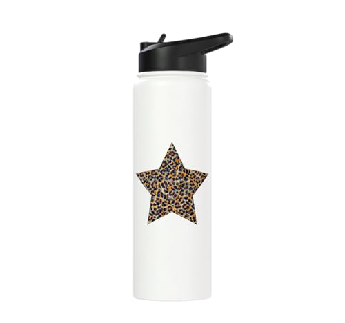 Star Shape Cute Cheetah Leopard Print Graphic Stainless Steel Insulated Water Bottle