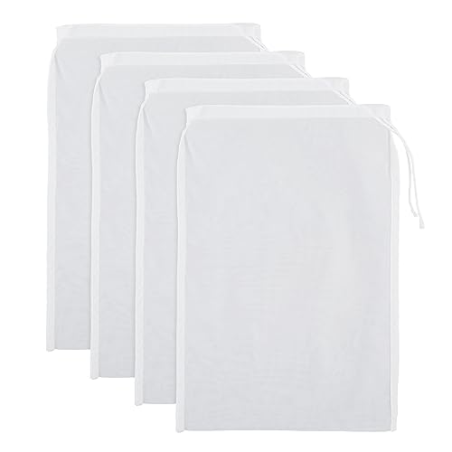 4 Pack Nylon Nut Milk Bag 8 × 6 Inches Fine Mesh Cheese Cloth Multiple Usage Reusable Food Strainer Professional Cold Brew Filter for Straining Fruit Juice Coffee Tofu Greek Yogurt Tea (4 Count)