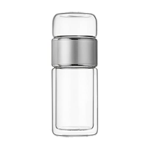 Tea Infuser Bottle Glass Tea Tumbler with Infuser 420ml Double Layer Stainless Steel Leakage Proof Water Bottle for Loose Leaf Tea for Office Travel Home