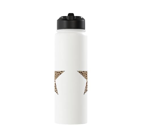 Star Shape Cute Cheetah Leopard Print Graphic Stainless Steel Insulated Water Bottle