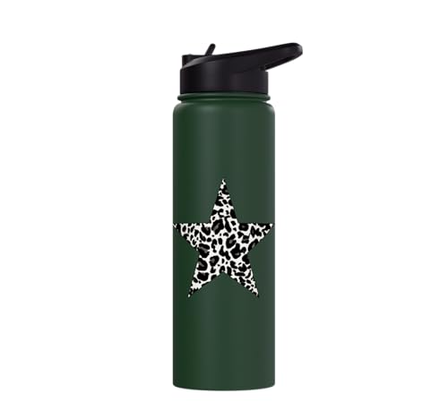 Star Shape Cute Cheetah Leopard Print Graphic Stainless Steel Insulated Water Bottle