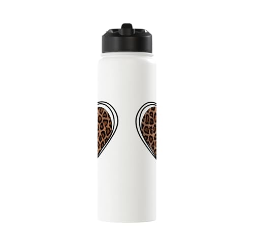 Heart Shape Cute Cheetah Leopard Print Graphic Stainless Steel Insulated Water Bottle