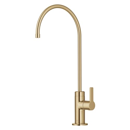 Oletto Single Handle Drinking Water Filter Faucet for Reverse Osmosis or Water Filtration System in Brushed Brass