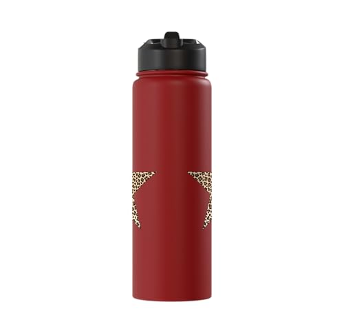 Star Shape Cute Cheetah Leopard Print Graphic Stainless Steel Insulated Water Bottle