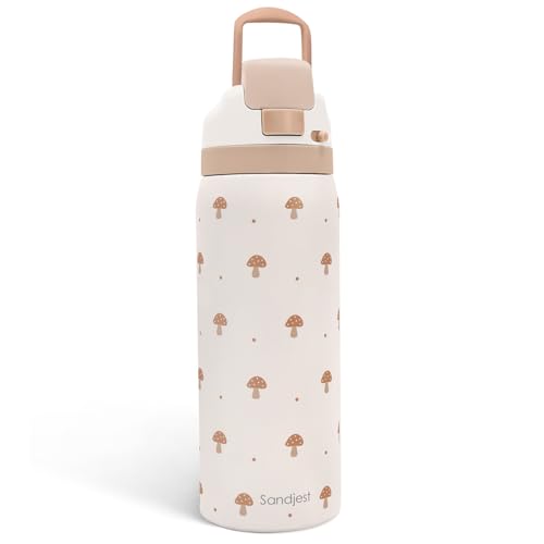 Mushroom Insulated Stainless Steel Water Bottle with Straw for Sports and Travel