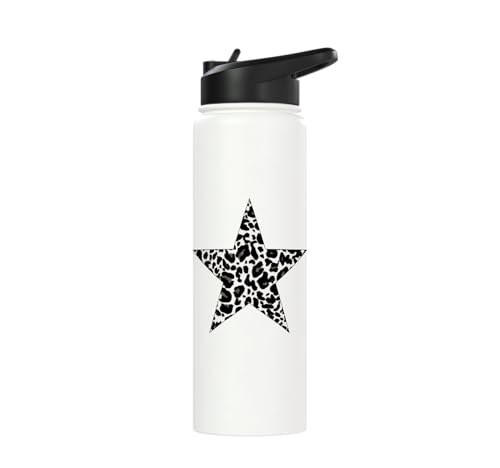 Star Shape Cute Cheetah Leopard Print Graphic Stainless Steel Insulated Water Bottle