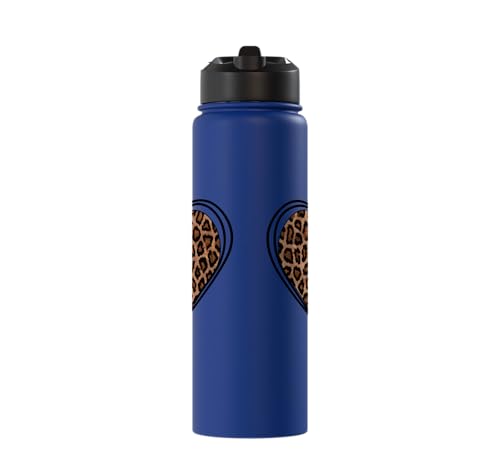 Heart Shape Cute Cheetah Leopard Print Graphic Stainless Steel Insulated Water Bottle