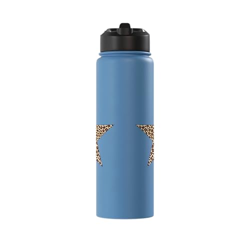 Star Shape Cute Cheetah Leopard Print Graphic Stainless Steel Insulated Water Bottle