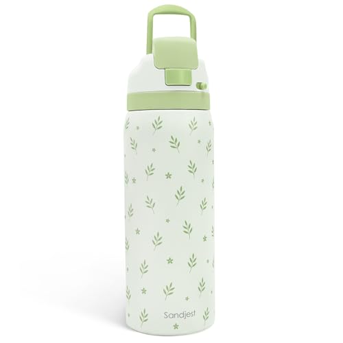 Botanical Insulated Stainless Steel Water Bottle with Straw for Sports and Travel