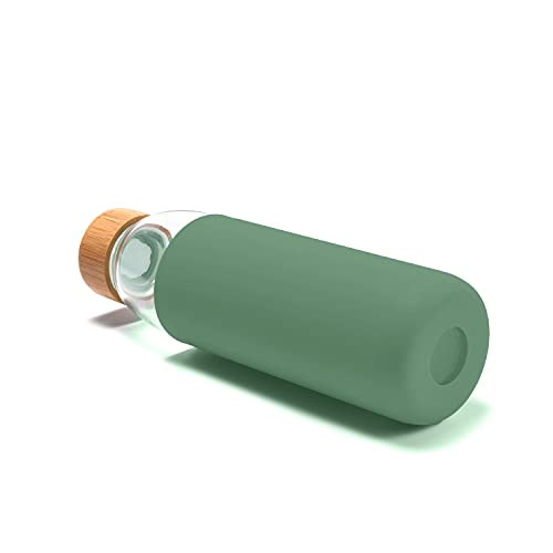 25 Oz Borosilicate Glass Water Bottles with Bamboo Lid