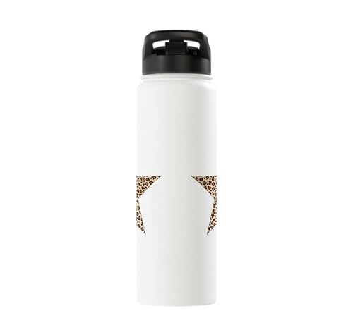 Star Shape Cute Cheetah Leopard Print Graphic Stainless Steel Insulated Water Bottle