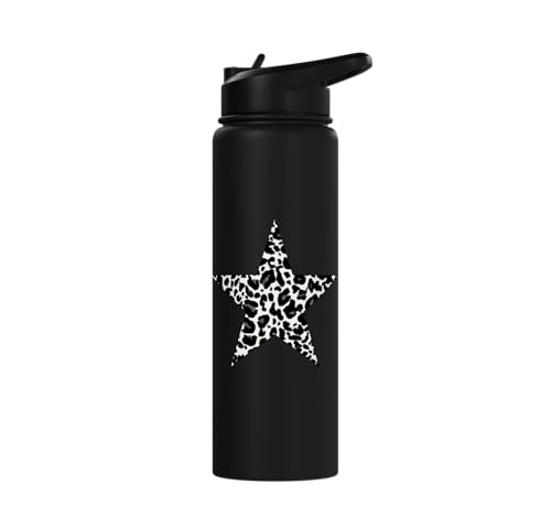Star Shape Cute Cheetah Leopard Print Graphic Stainless Steel Insulated Water Bottle