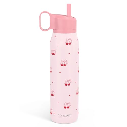 Cherry Water Bottle with Twist Lid Stainless Steel 20oz