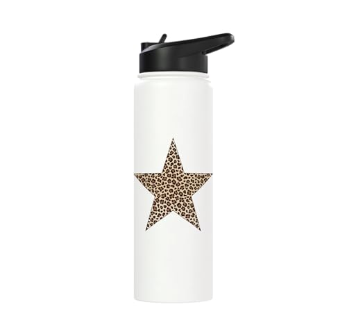 Star Shape Cute Cheetah Leopard Print Graphic Stainless Steel Insulated Water Bottle