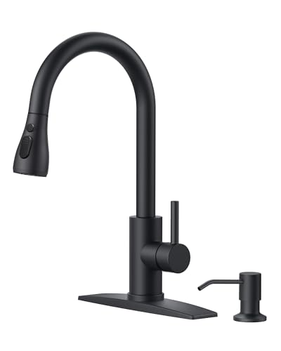 Black Kitchen Faucet with Soap Dispenser