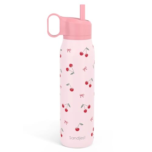 Cherry Water Bottle with Twist Lid Insulated Stainless Steel 20oz