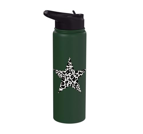 Star Shape Cute Cheetah Leopard Print Graphic Stainless Steel Insulated Water Bottle