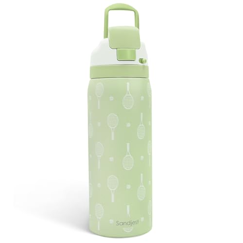 Tennis Insulated Stainless Steel Water Bottle with Straw for Sports and Travel