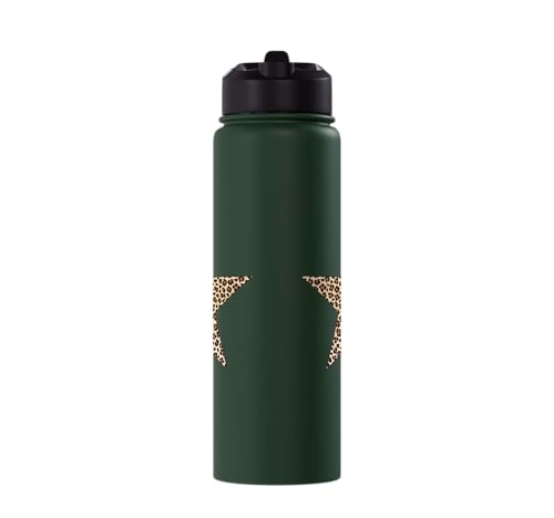Star Shape Cute Cheetah Leopard Print Graphic Stainless Steel Insulated Water Bottle