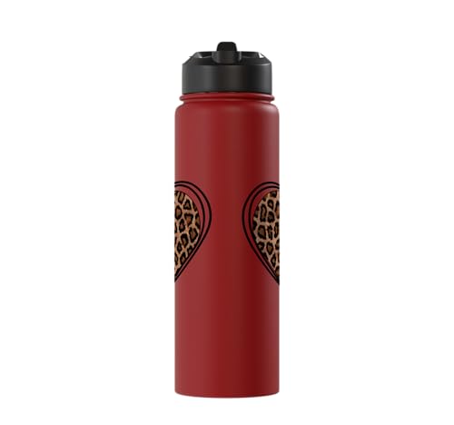 Heart Shape Cute Cheetah Leopard Print Graphic Stainless Steel Insulated Water Bottle