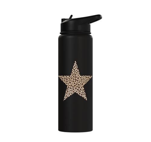 Star Shape Cute Cheetah Leopard Print Graphic Stainless Steel Insulated Water Bottle