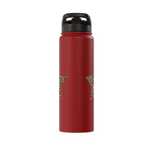 Star Shape Cute Cheetah Leopard Print Graphic Stainless Steel Insulated Water Bottle