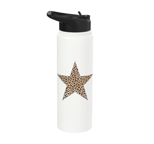 Star Shape Cute Cheetah Leopard Print Graphic Stainless Steel Insulated Water Bottle
