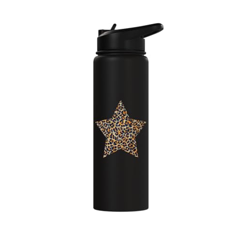 Star Shape Cute Cheetah Leopard Print Graphic Stainless Steel Insulated Water Bottle