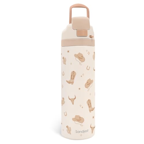 Cowgirl Insulated Stainless Steel Water Bottle with Straw for Sports and Travel 24 Ounces for Women Girls Friends Teens Birthday