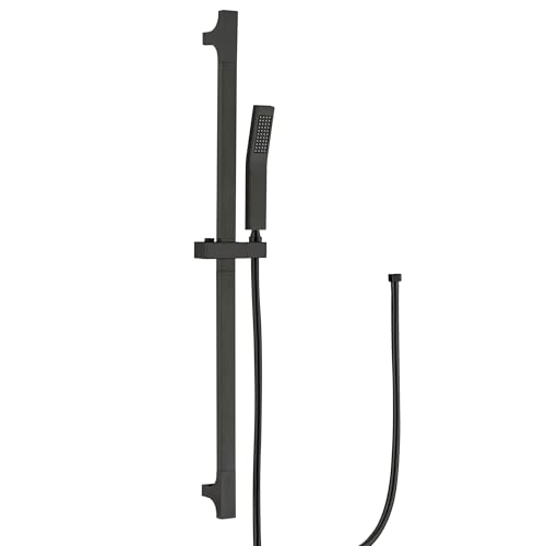 Matte Black Handheld Shower with Slide Bar Square Handheld Shower Head with Hose High