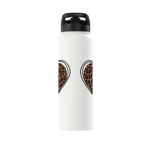 Heart Shape Cute Cheetah Leopard Print Graphic Stainless Steel Insulated Water Bottle
