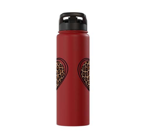 Heart Shape Cute Cheetah Leopard Print Graphic Stainless Steel Insulated Water Bottle