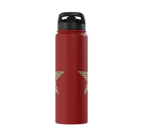 Star Shape Cute Cheetah Leopard Print Graphic Stainless Steel Insulated Water Bottle