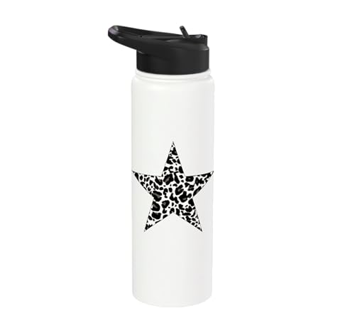 Star Shape Cute Cheetah Leopard Print Graphic Stainless Steel Insulated Water Bottle
