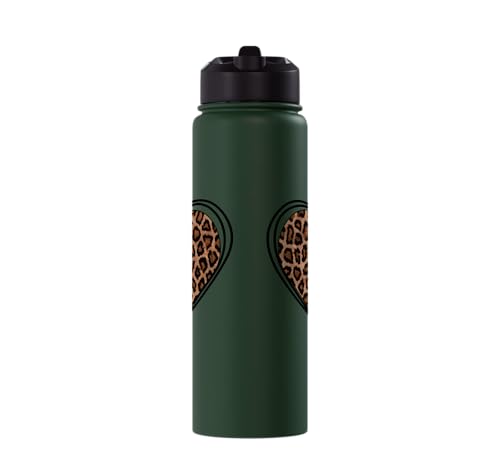 Heart Shape Cute Cheetah Leopard Print Graphic Stainless Steel Insulated Water Bottle