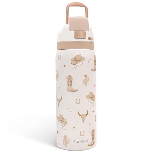 Cowgirl Insulated Stainless Steel Water Bottle with Straw for Sports and Travel