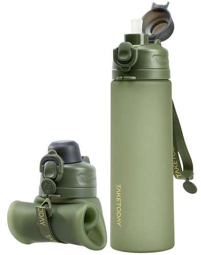 Collapsible Water Bottles with Straw for Travel