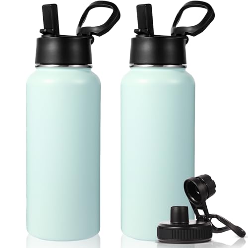 32 oz Insulated Water Bottles with 2 Lids (2 Count)
