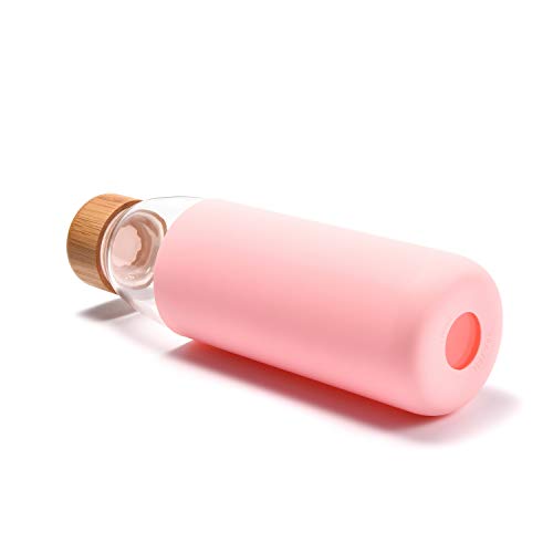 18 Oz Borosilicate Glass Water Bottles with Bamboo Lid