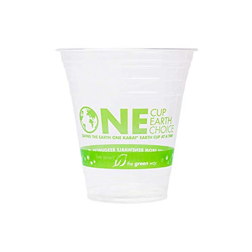 1,000 ct - 12 oz Compostable PLA Plastic Cups, BPI Certified Disposable Renewable Cold Cups for Cocktails, Wine and More | Green Line (1000 Count)