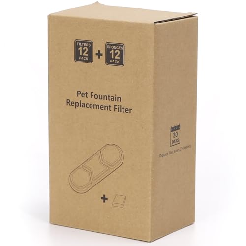 12 Pack Dog Water Fountain Replacement Filters for 410oz