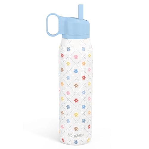Floral Stainless Steel Water Bottle with Twist Lid 20oz