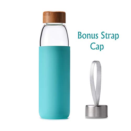 18 Oz Borosilicate Glass Water Bottles with Bamboo Lid