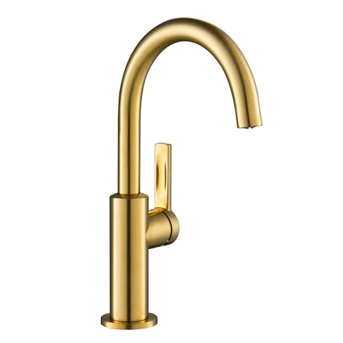 Oletto Single Handle Kitchen Bar Faucet in Brushed Brass