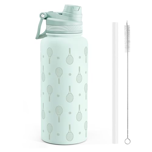 Tennis Stainless Steel Water Bottle with Strap 32oz