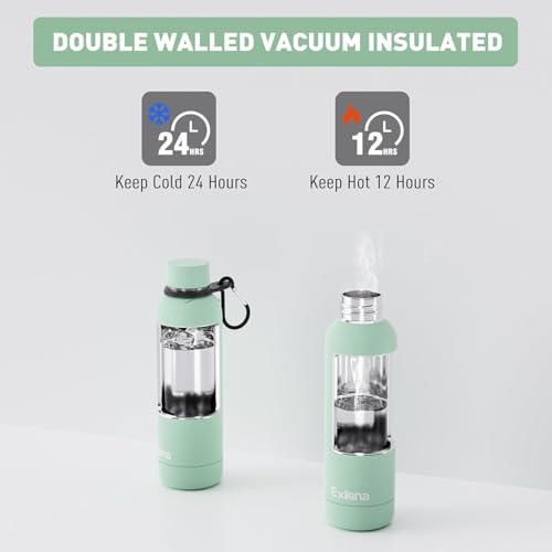 Slim Insulated Water Bottles for Travel 18oz with Clip