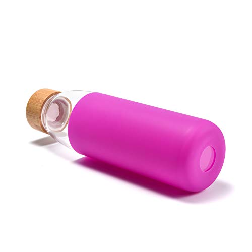 18 Oz Borosilicate Glass Water Bottles with Bamboo Lid