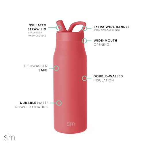 Insulated Water Bottle with Manual Straw